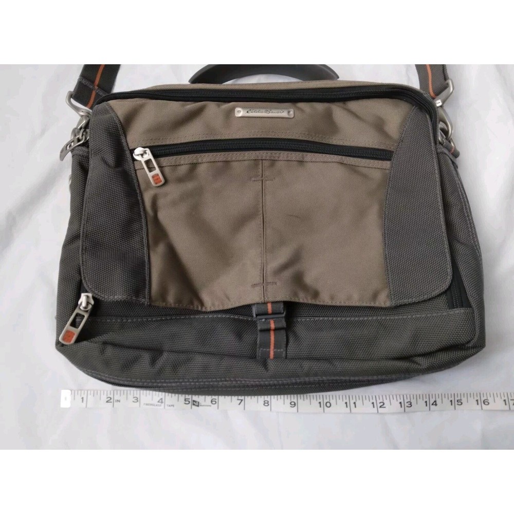 Eddie Bauer Laptop Messenger Bag Adjustable Shoulder Strap Zip Pockets Brown - Picture 4 of 11